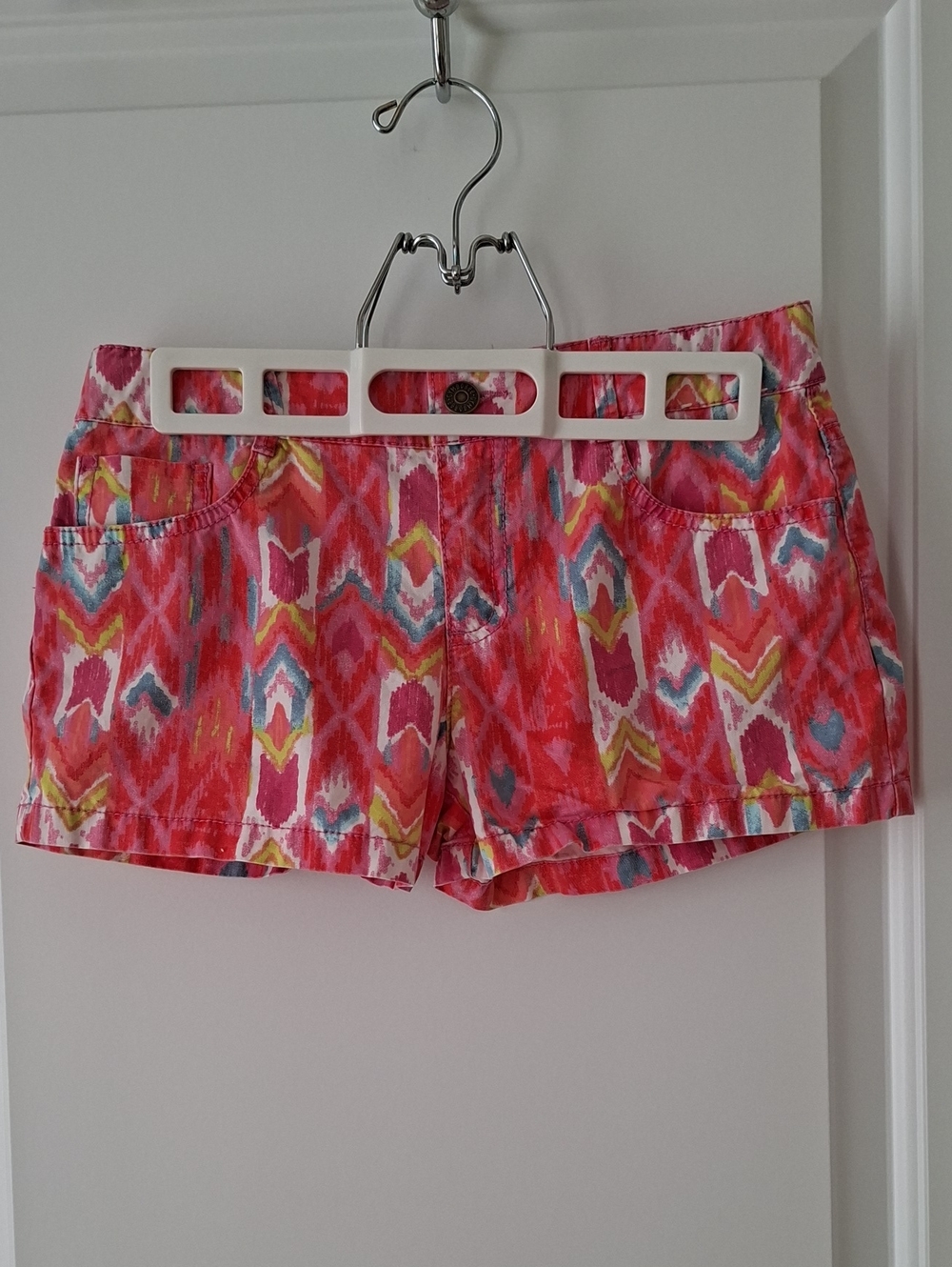 Gymboree Coral Blue Ikat Print Jean Shorts with Multicolor Accents Pockets
